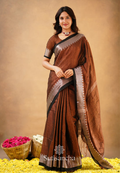 Dhiyona SS Sutisancha Copper Handloom Cotton Designer Tissue Saree