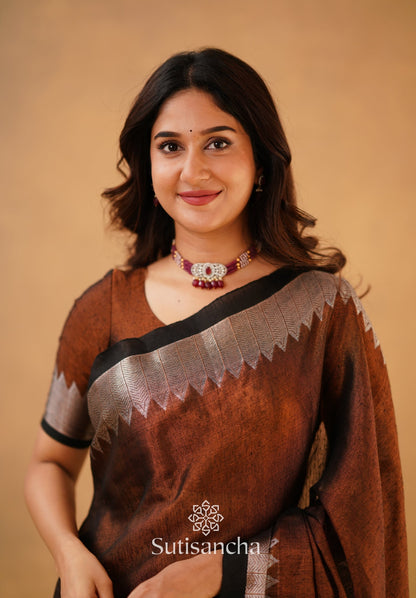 Dhiyona SS Sutisancha Copper Handloom Cotton Designer Tissue Saree