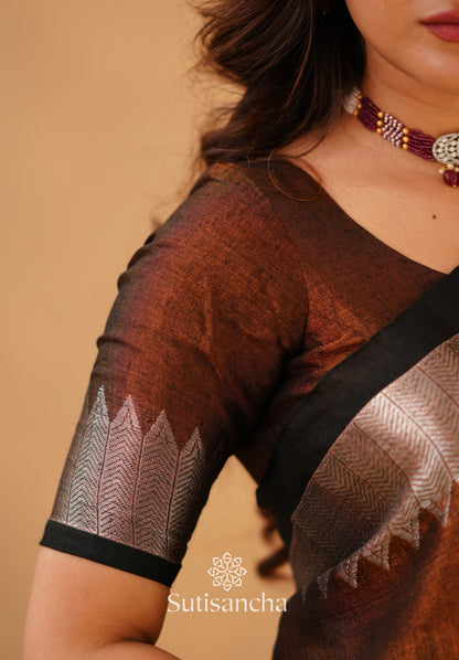 Dhiyona SS Sutisancha Copper Handloom Cotton Designer Tissue Saree