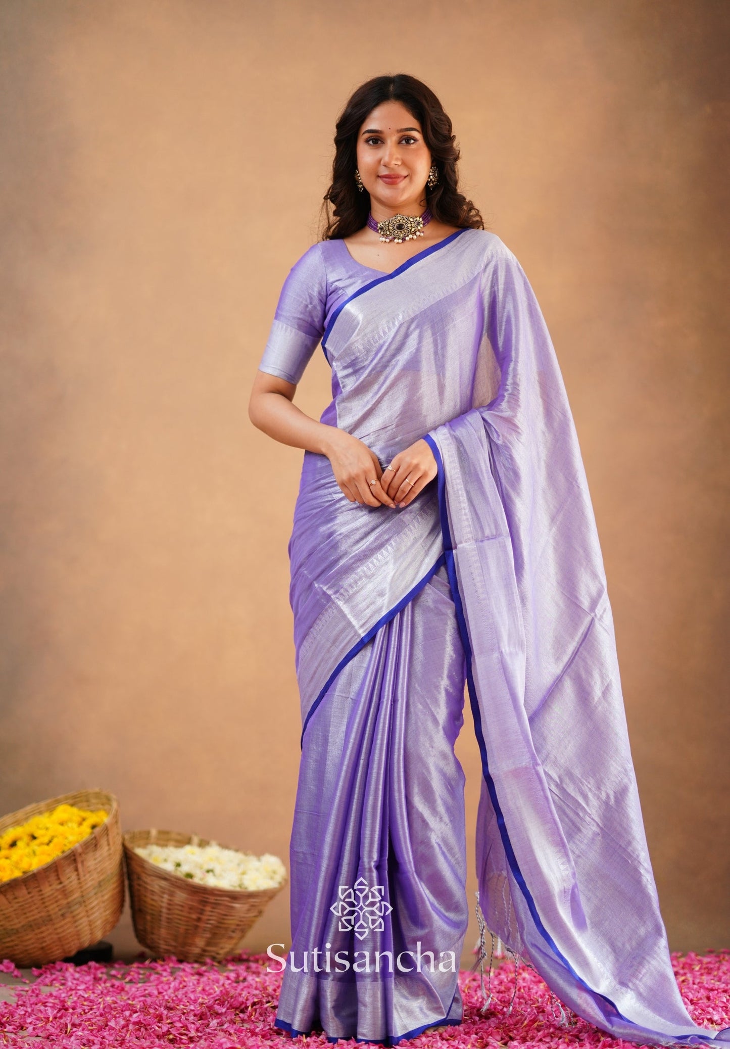 Dhiyona SS Sutisancha Lavender Handloom Cotton Tissue Saree
