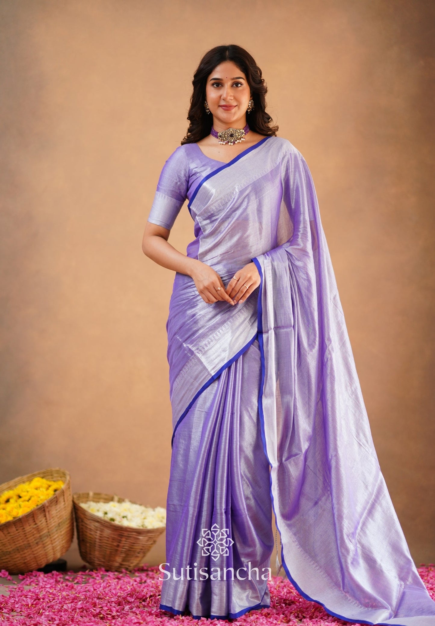 Dhiyona SS Sutisancha Lavender Handloom Cotton Tissue Saree