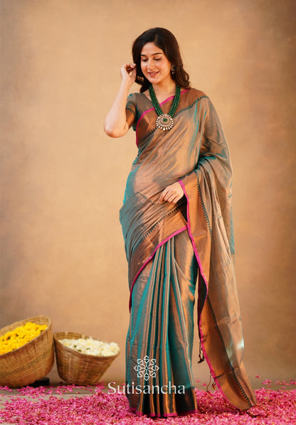 Dhiyona SS Sutisancha Rama Green Handloom Cotton Tissue Saree