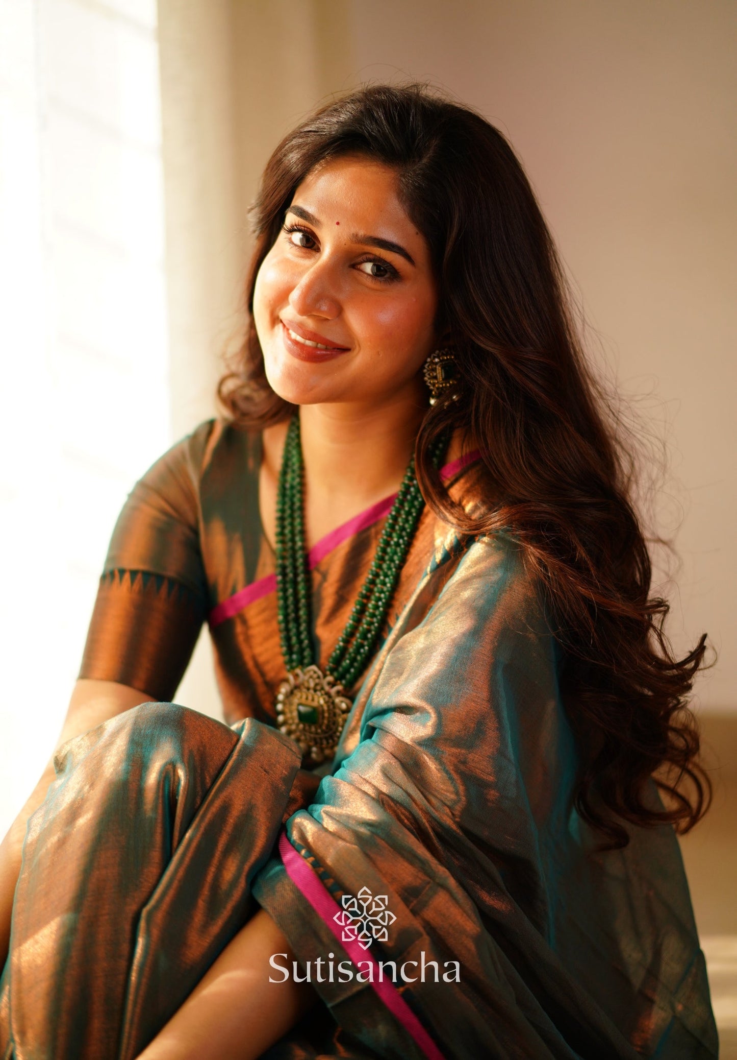Dhiyona SS Sutisancha Rama Green Handloom Cotton Tissue Saree