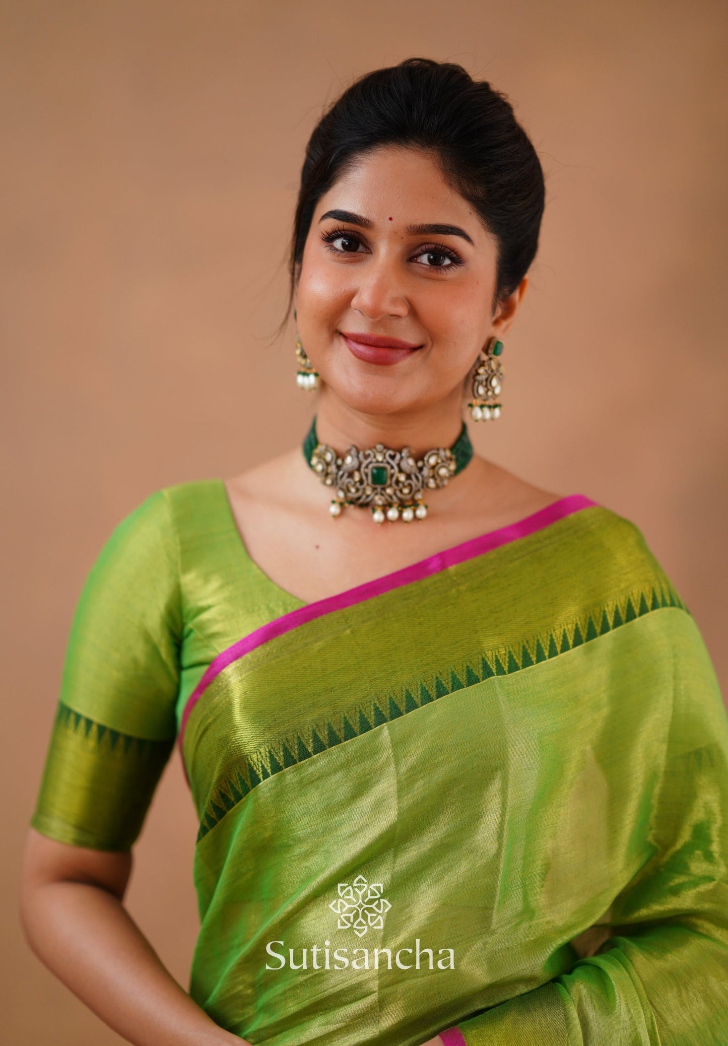 Dhiyona SS Sutisancha Parrot Handloom Cotton Tissue Saree