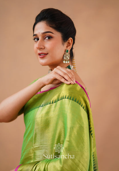 Dhiyona SS Sutisancha Parrot Handloom Cotton Tissue Saree