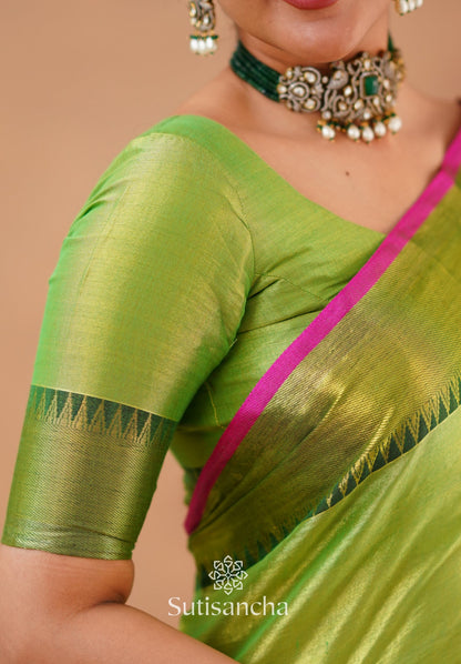 Dhiyona SS Sutisancha Parrot Handloom Cotton Tissue Saree