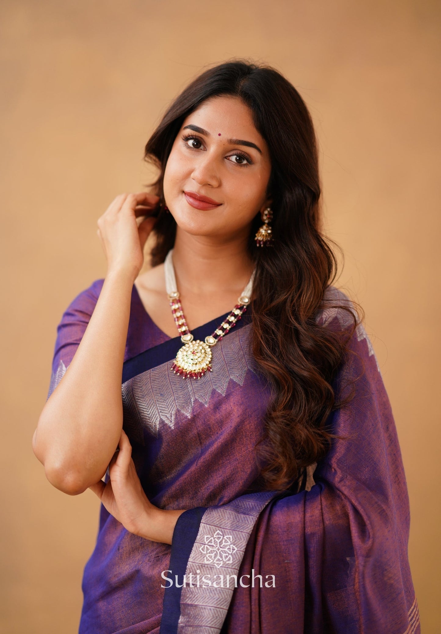 Dhiyona SS Sutisancha Purple Handloom Cotton Designer Tissue Saree