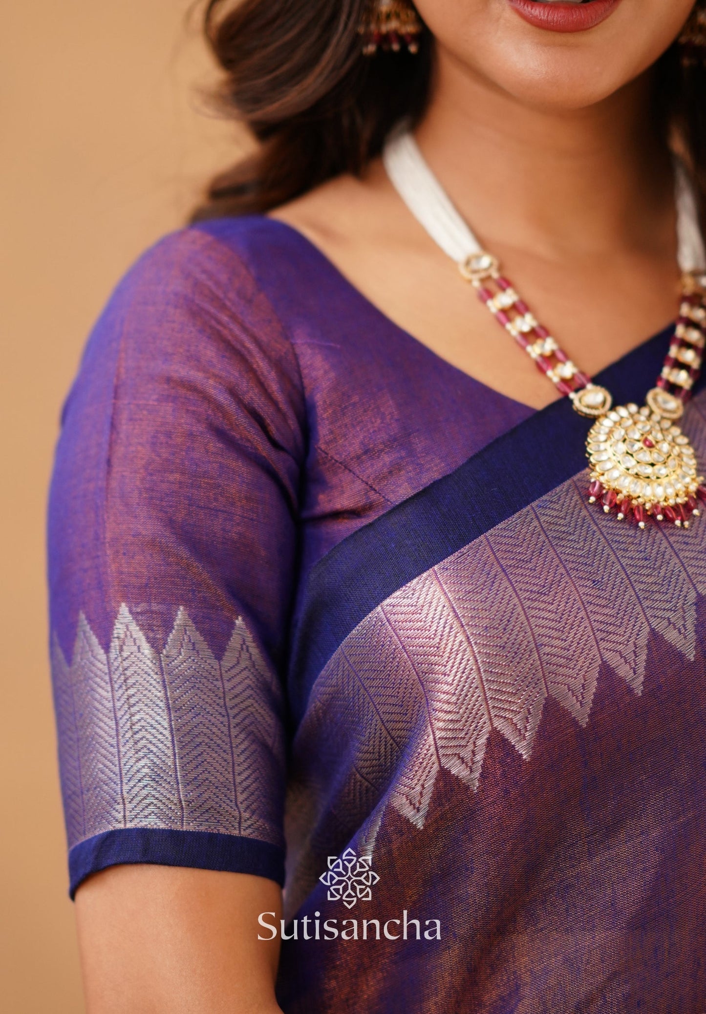 Dhiyona SS Sutisancha Purple Handloom Cotton Designer Tissue Saree