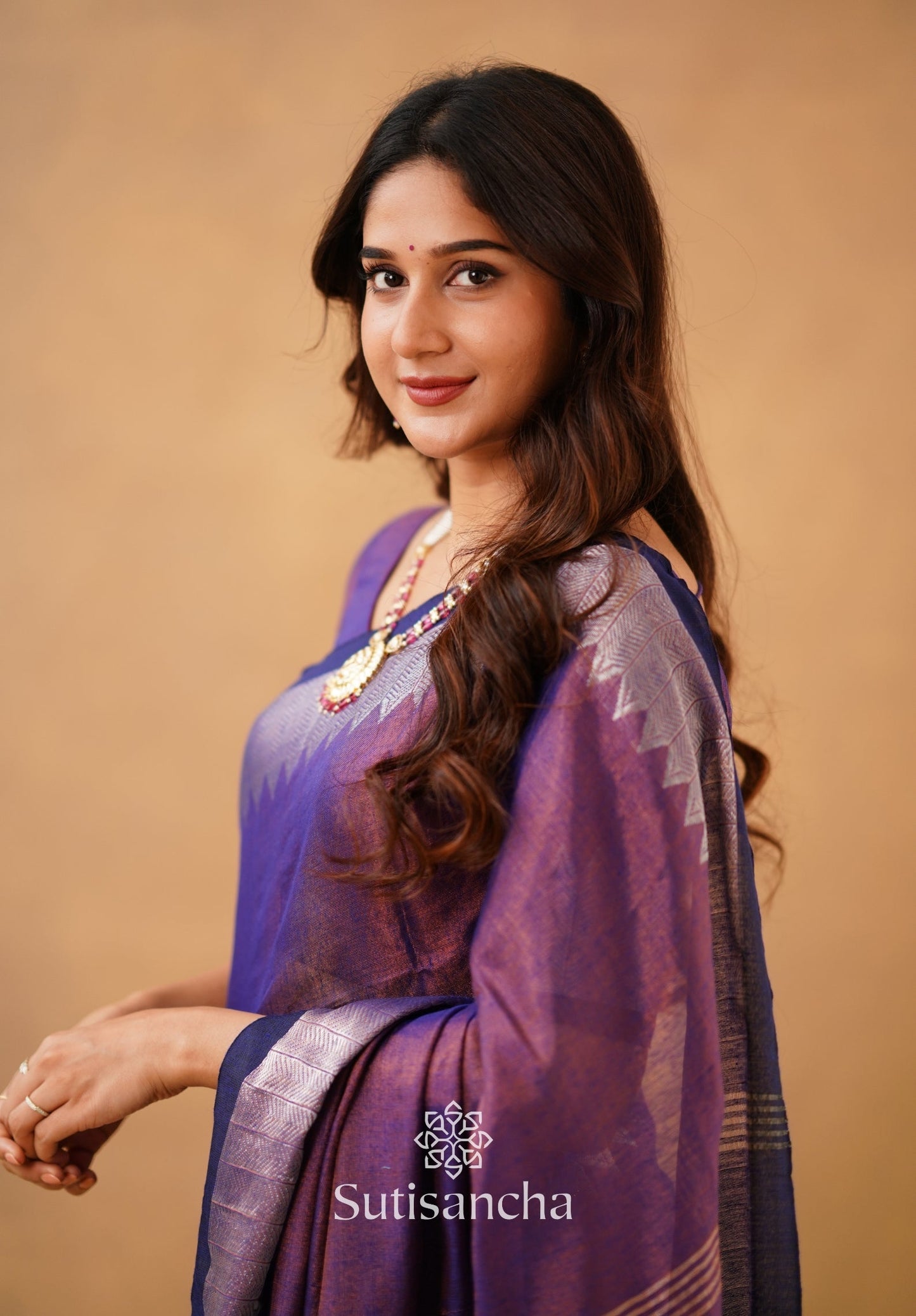 Dhiyona SS Sutisancha Purple Handloom Cotton Designer Tissue Saree