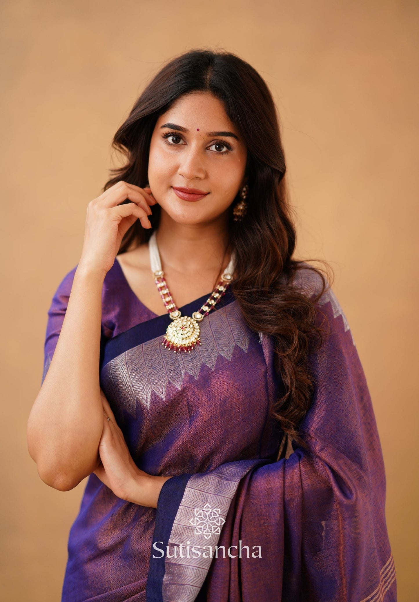 Dhiyona SS Sutisancha Purple Handloom Cotton Designer Tissue Saree