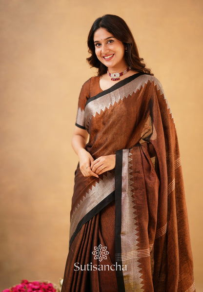 Dhiyona SS Sutisancha Copper Handloom Cotton Designer Tissue Saree