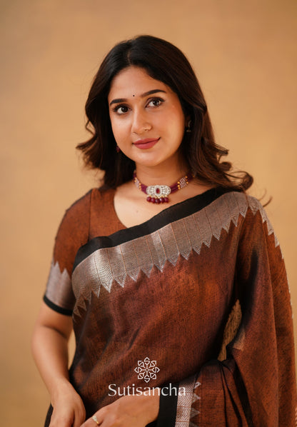 Dhiyona SS Sutisancha Copper Handloom Cotton Designer Tissue Saree