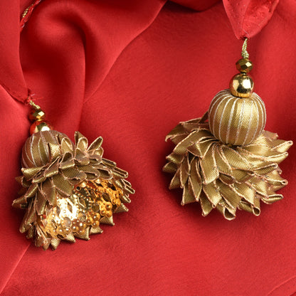 Dhiyona ST Fiery Red Satin Saree with Gold Pendants