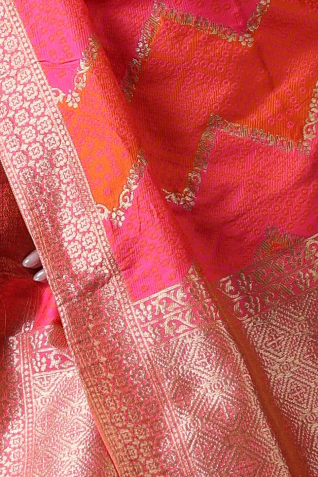 Dhiyona ST Fuschia Pink Chevron Jacquard Dupatta