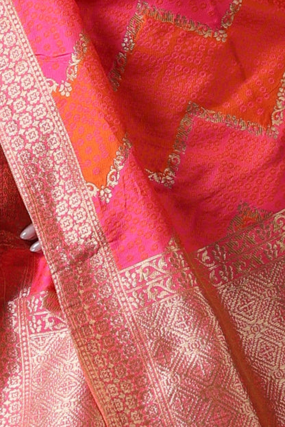 Dhiyona ST Fuschia Pink Chevron Jacquard Dupatta