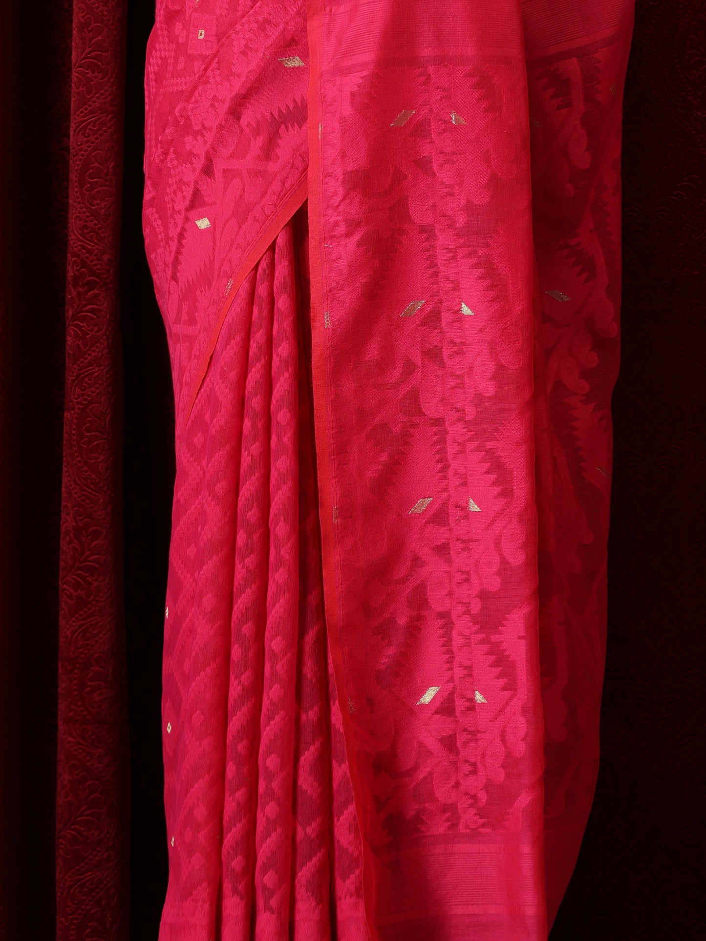 Dhiyona ST Rosemati Red Jamdani Cotton Saree