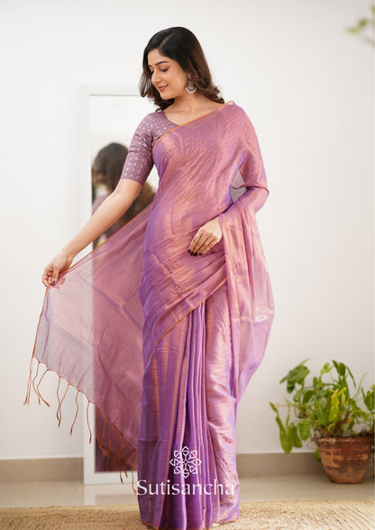 Dhiyona SS Sutisancha Blush Pink Handloom Tissue Saree With Designer Blouse
