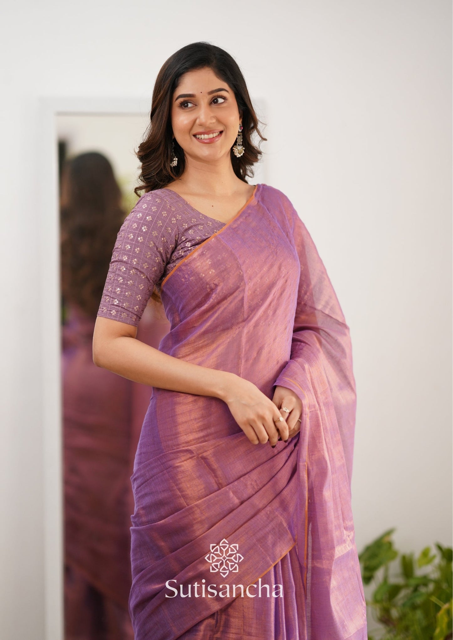 Dhiyona SS Sutisancha Blush Pink Handloom Tissue Saree With Designer Blouse