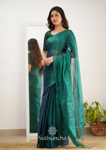 Dhiyona SS Sutisancha Rama Handloom Tissue Saree With Designer Blouse