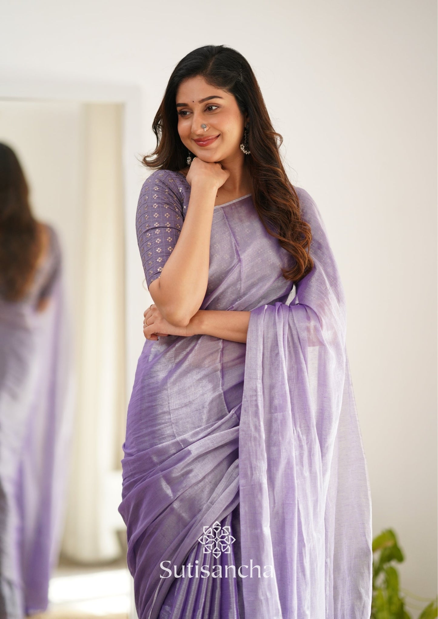 Dhiyona SS Sutisancha Lavender Handloom Tissue Saree With Designer Blouse