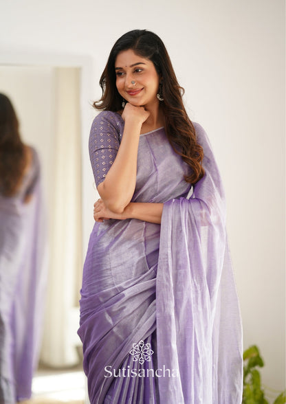 Dhiyona SS Sutisancha Lavender Handloom Tissue Saree With Designer Blouse