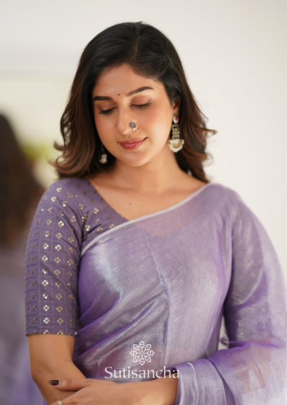 Dhiyona SS Sutisancha Lavender Handloom Tissue Saree With Designer Blouse