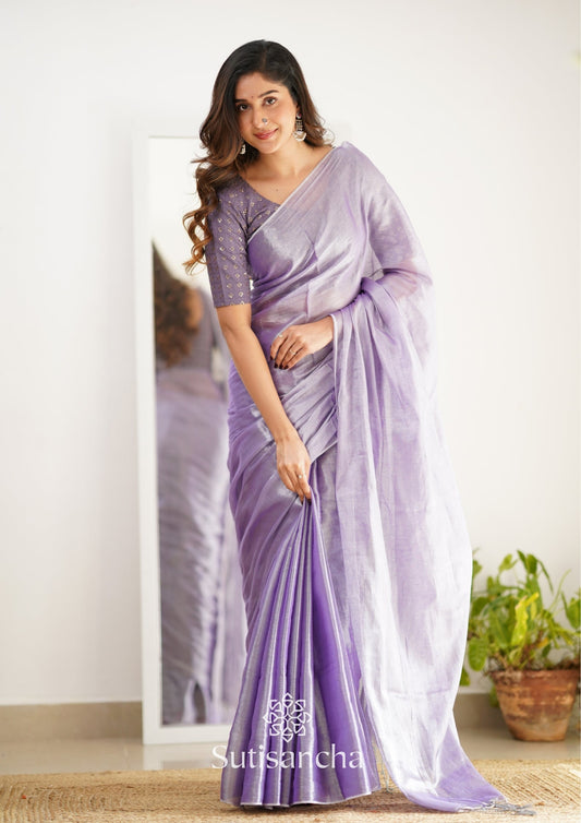 Dhiyona SS Sutisancha Lavender Handloom Tissue Saree With Designer Blouse