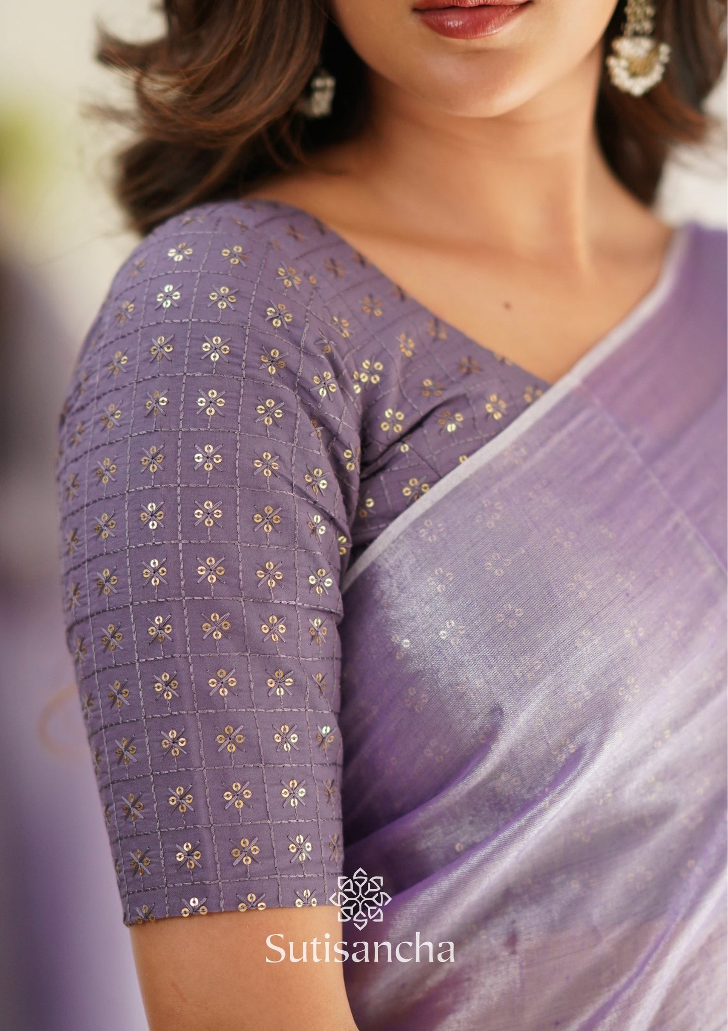 Dhiyona SS Sutisancha Lavender Handloom Tissue Saree With Designer Blouse