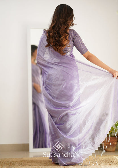 Dhiyona SS Sutisancha Lavender Handloom Tissue Saree With Designer Blouse