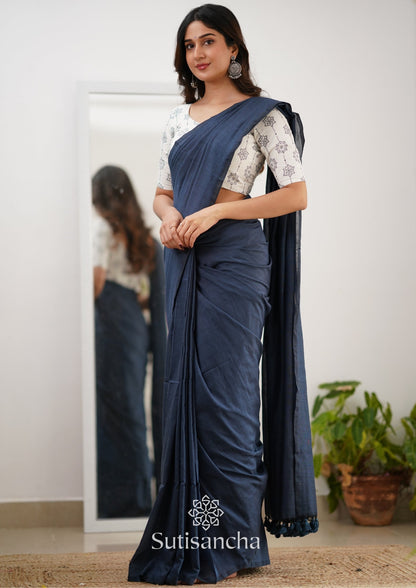 Dhiyona SS Sutisancha Gray Handloom Cotton Saree With Designer Blouse