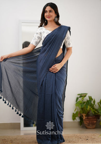 Dhiyona SS Sutisancha Gray Handloom Cotton Saree With Designer Blouse