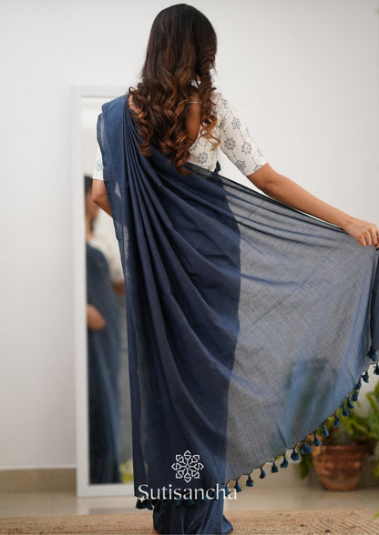 Dhiyona SS Sutisancha Gray Handloom Cotton Saree With Designer Blouse