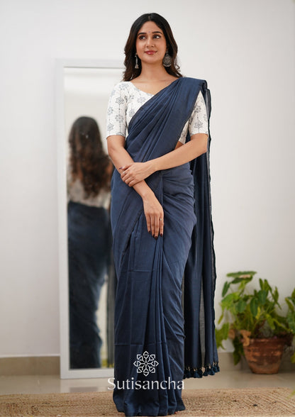 Dhiyona SS Sutisancha Gray Handloom Cotton Saree With Designer Blouse