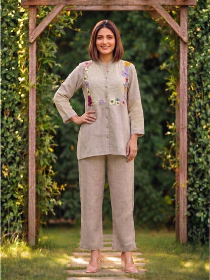 Sushi flora embroidery cotton co-ord set
