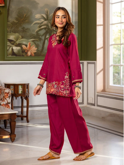 Karen Petal emboidery Cotton Co-ord Set