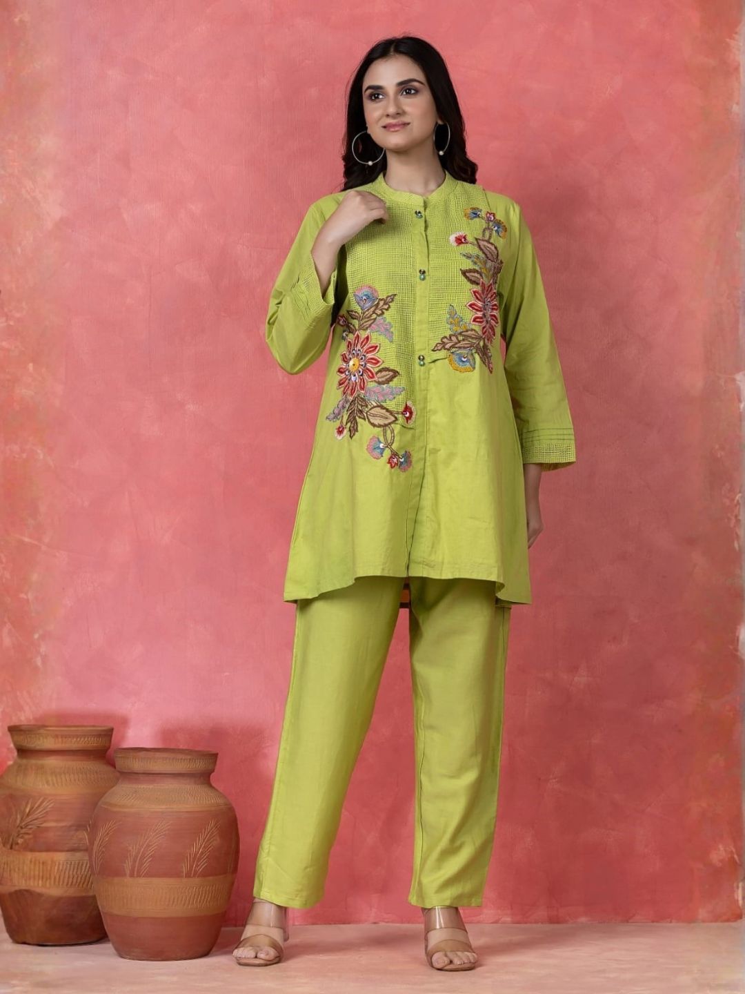 Gaur Limerick embroidery cotton co-ord set