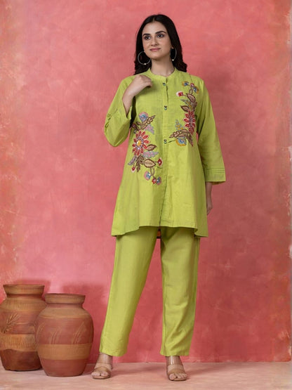 Gaur Limerick embroidery cotton co-ord set