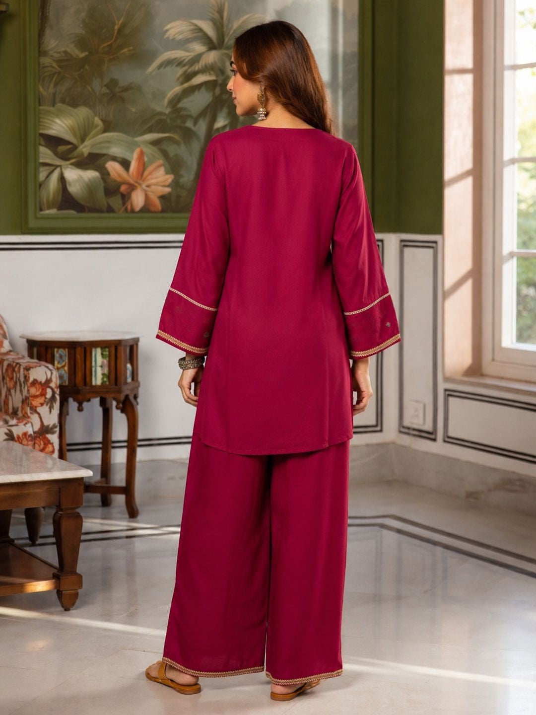 Karen Petal emboidery Cotton Co-ord Set