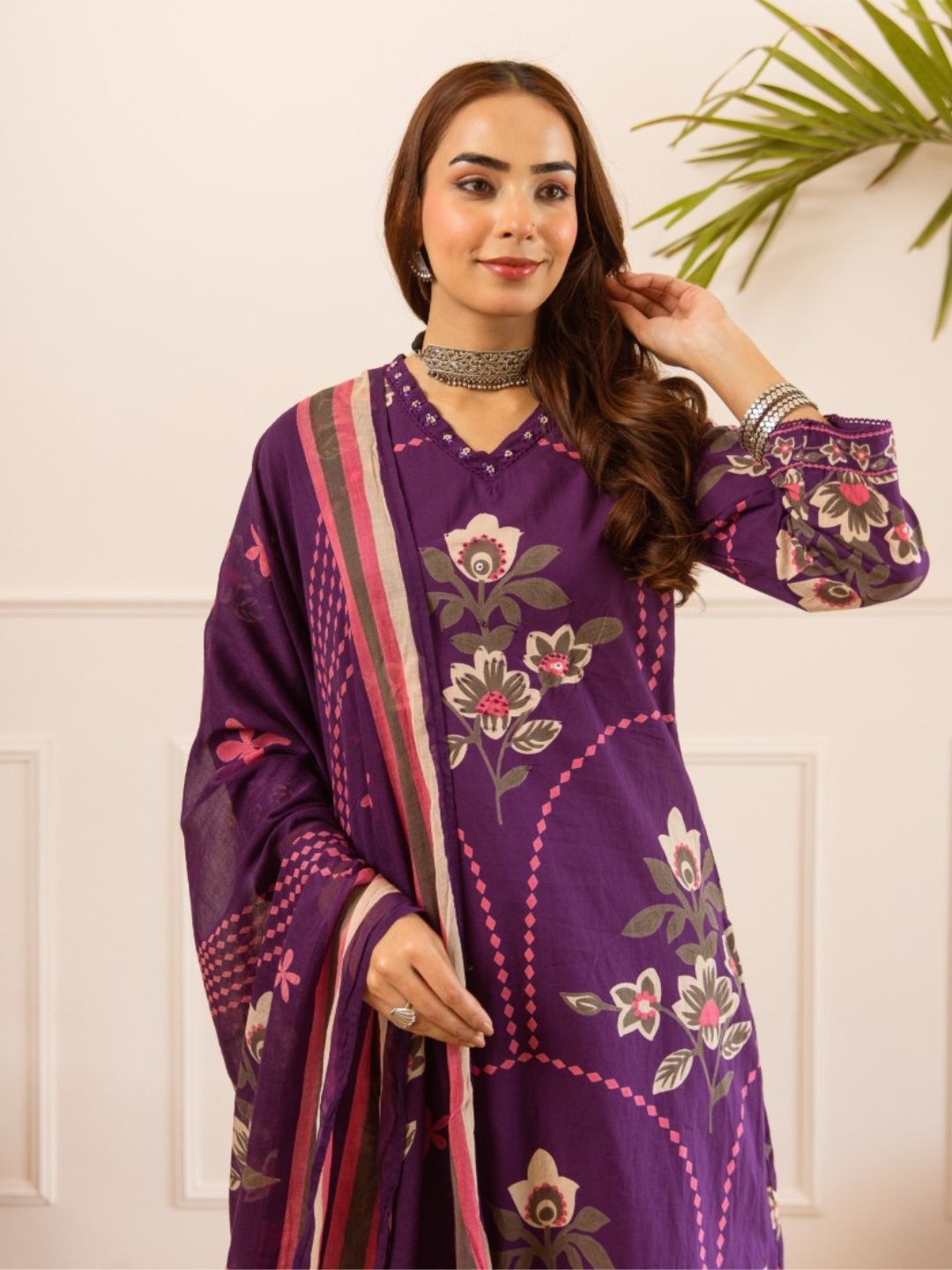 Karen amethyst cotton suit set