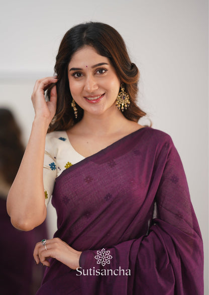 Dhiyona SS Sutisancha Magenta Handloom Cotton Saree with Designer Blouse