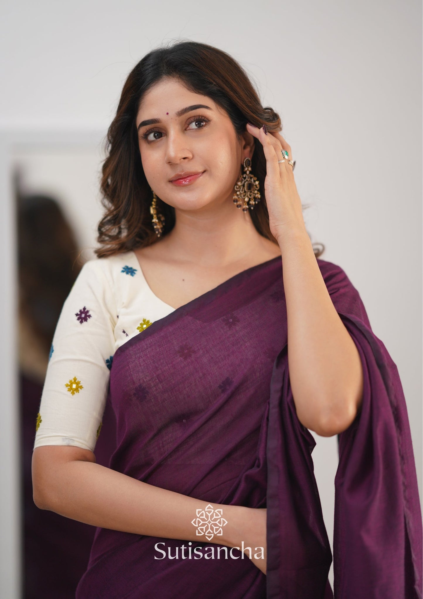 Dhiyona SS Sutisancha Magenta Handloom Cotton Saree with Designer Blouse