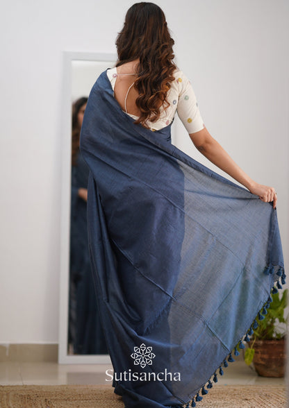 Dhiyona SS Sutisancha Grey Handloom Cotton Saree With Designer Blouse