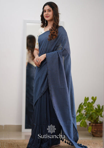 Dhiyona SS Sutisancha Grey Handloom Cotton Saree With Designer Blouse