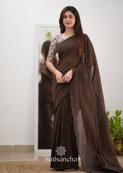 Dhiyona SS Sutisancha Cofee Handloom Cotton Saree & Designer Blouse