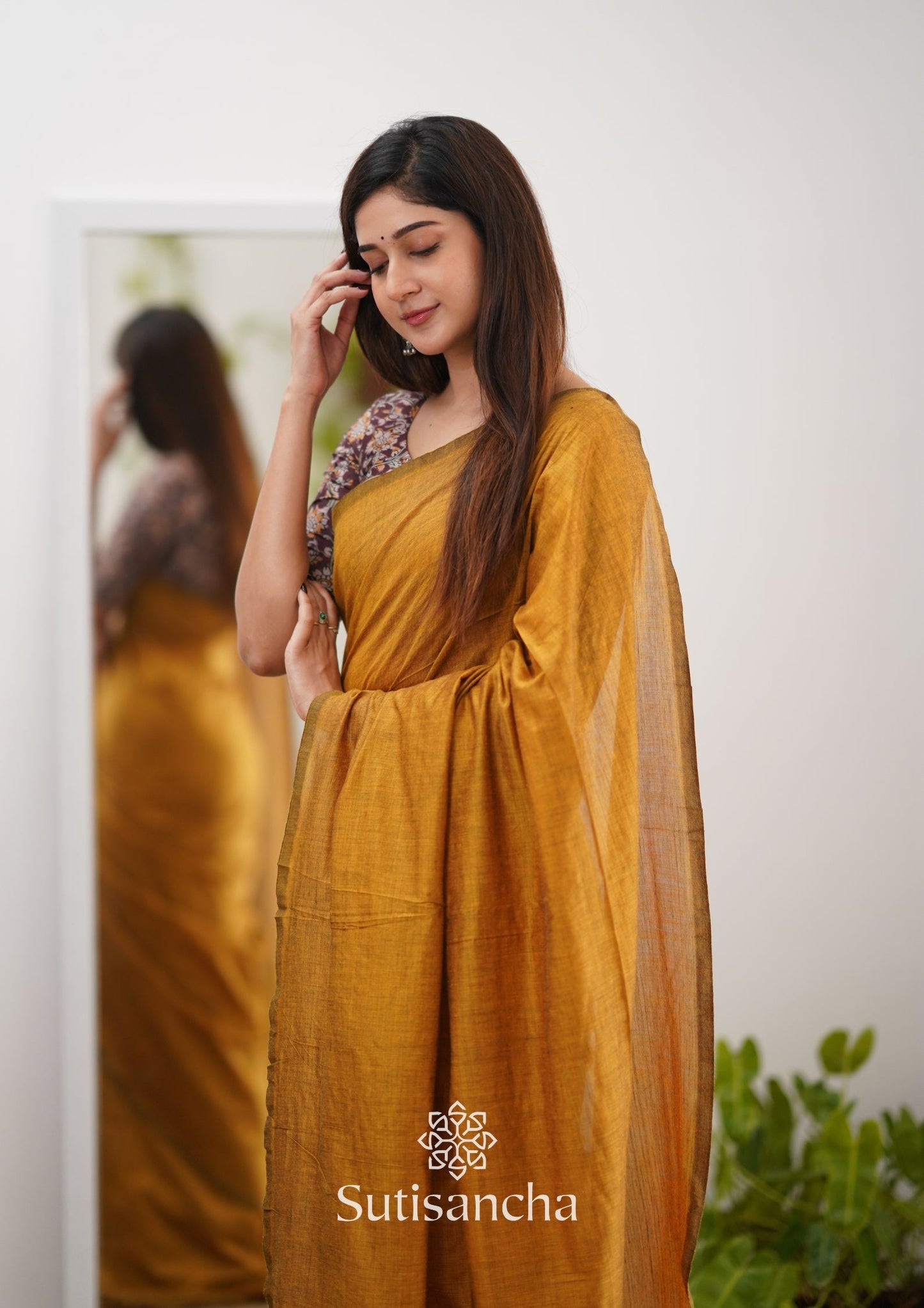 Dhiyona SS Sutisancha Mustard Handloom Cotton Saree & Designer Blouse