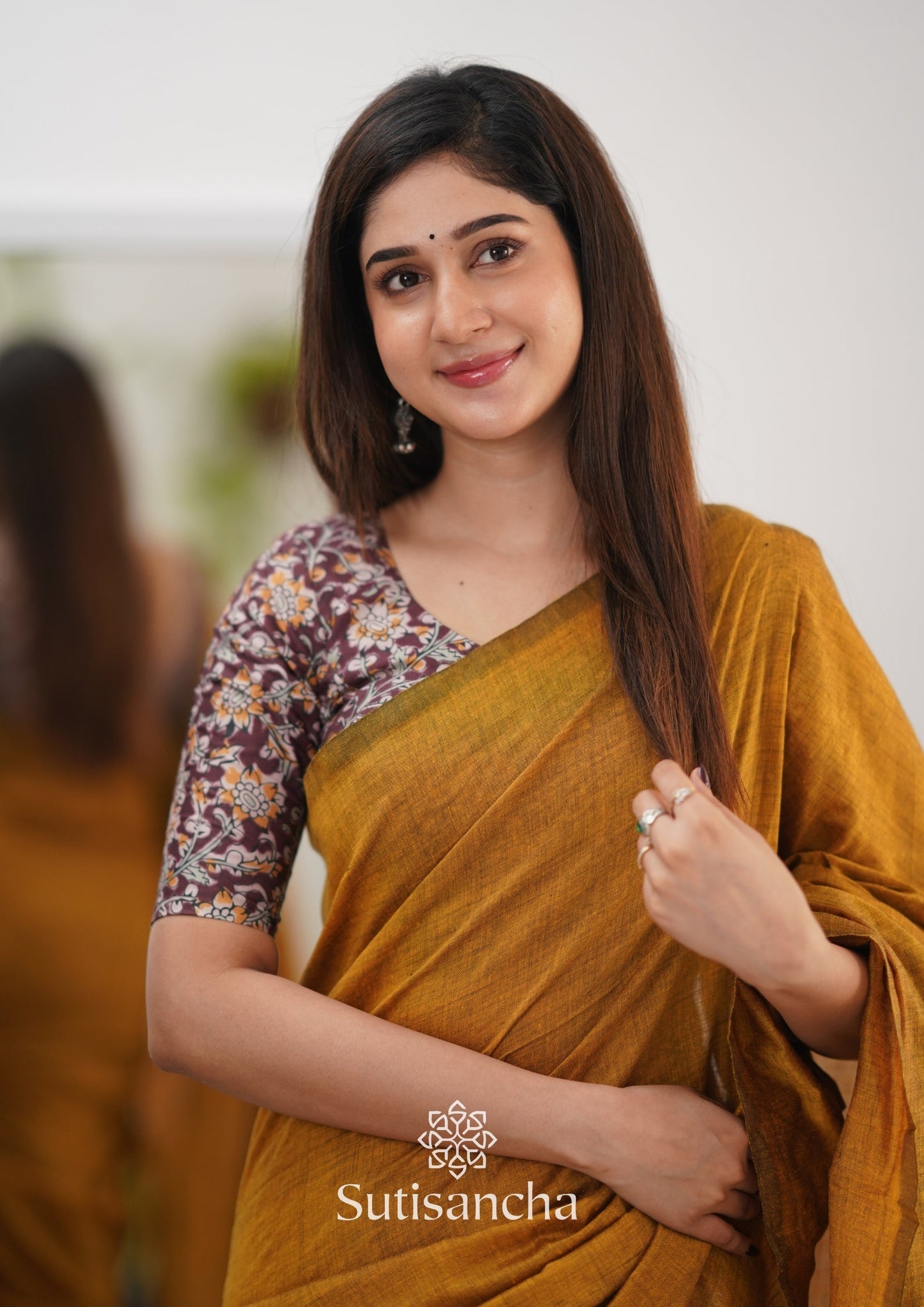 Dhiyona SS Sutisancha Mustard Handloom Cotton Saree & Designer Blouse