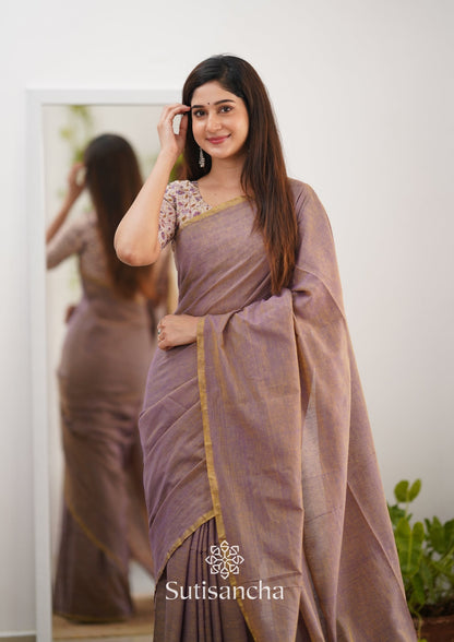 Dhiyona SS Sutisancha onion colour saree with designer Blouse