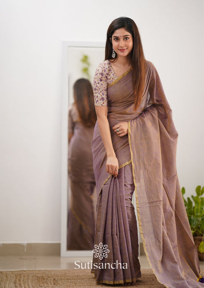 Dhiyona SS Sutisancha onion colour saree with designer Blouse
