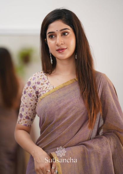 Dhiyona SS Sutisancha onion colour saree with designer Blouse