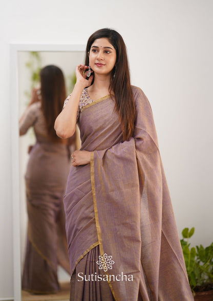 Dhiyona SS Sutisancha onion colour saree with designer Blouse